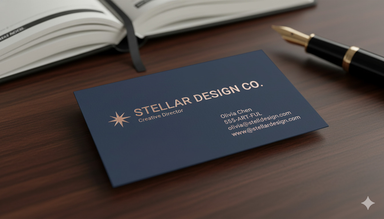 Soft-touch business card with foil accent
